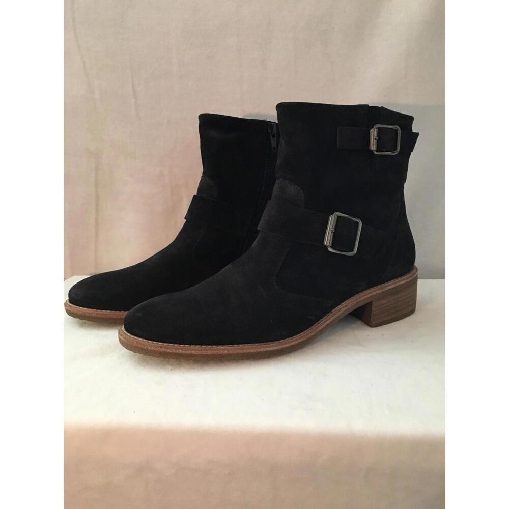 Paul Green Black Suede Booties with Buckles size 7